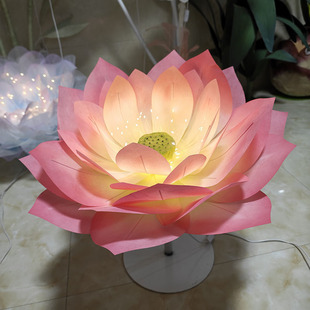 定制电动开合荷花灯莲花灯手工动态仿真花节日道具