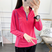 户外显瘦立领透气弹力跑步健身登山运动T恤 薄款 速干衣女长袖 春季