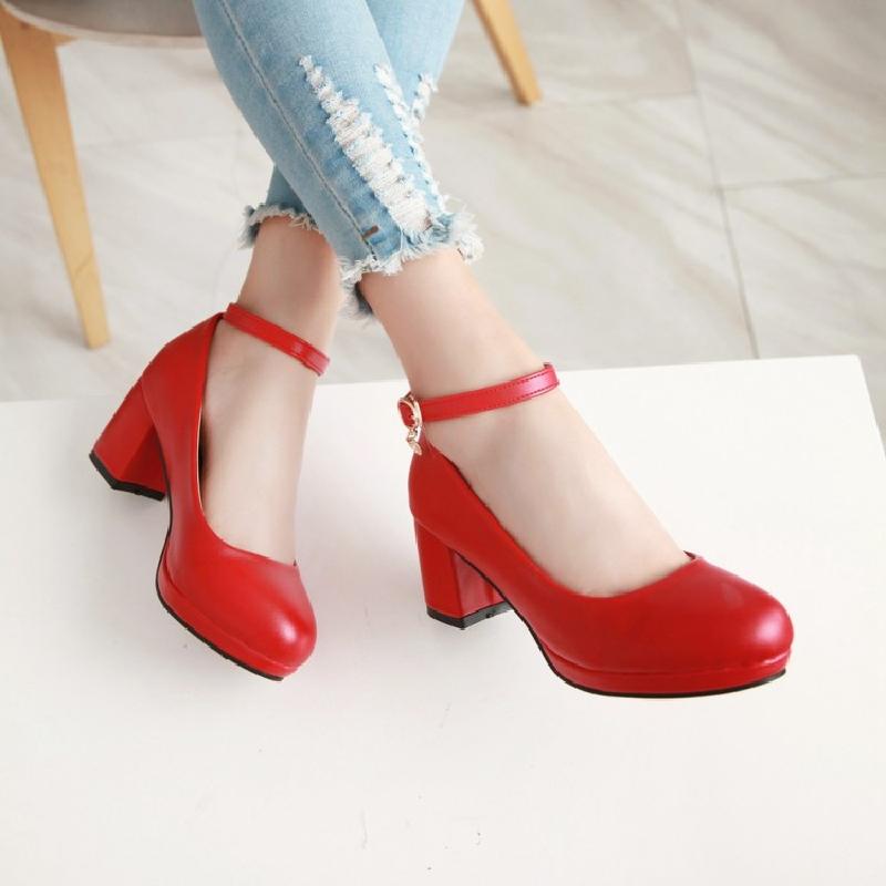2020 summer new pattern Single shoes Wedding shoes gules bride shoes With crude High-heeled wedding Red Shoes Middle heel leather shoesin the Women's Shoes, Low shoes  category - from Buy2taobao.com to provide professional Taobao agent buy service