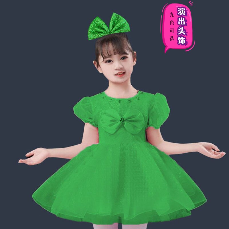女童舞蹈演出头饰绿色亮片立体蝴蝶结发夹头花紫色银女生跳舞六一