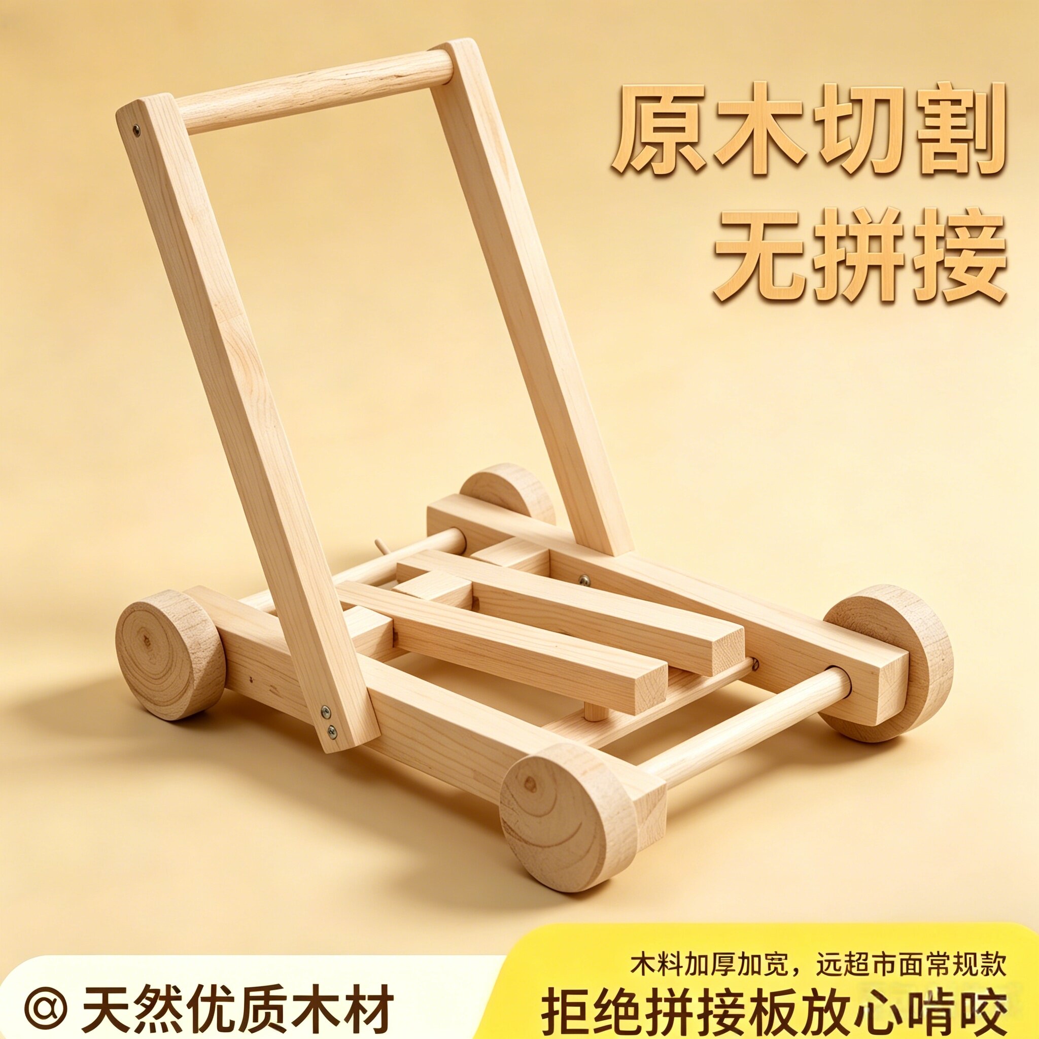 木头学步车木质幼儿宝宝手推车学步车椭圆形儿童实木婴儿助步小车