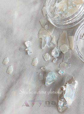 现货 日本 NOVEL 新款幻彩晶石碎白色自然色贝壳片混合装美甲饰品