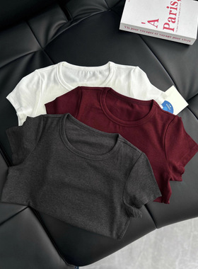 楚楚专属  row 软糯修身显瘦圆领百搭简约纯色短袖