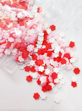 slime填充物软陶粉色樱花蓝色雪花切片樱花花蕾粘土装饰物材料