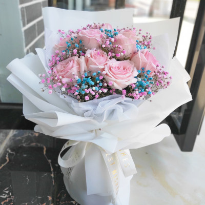 海口三亚昌江乐东陵水县同城订花鲜花速递七夕节生日礼物玫瑰礼盒