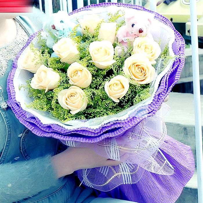 绵阳攀枝花泸州德阳西昌同城订花鲜花速递毕业季生日礼物香槟玫瑰