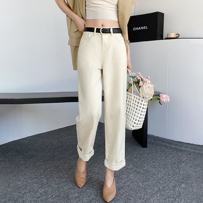 秋季宽松显瘦百搭女牛仔老爹跨裤