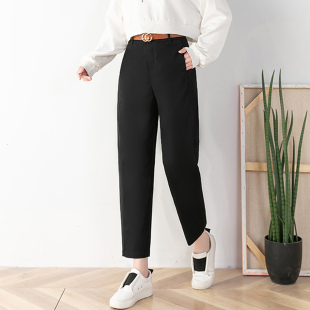 以利曼贝春季抗皱舒柔特气球裤女显瘦女裤简约时尚九分镰刀裤百搭
