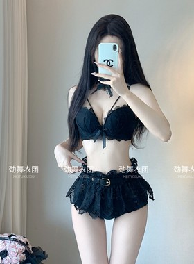 酒吧DS演出服新款女DJ领舞台chic性感辣妹黑色蕾丝爵士舞时尚套装