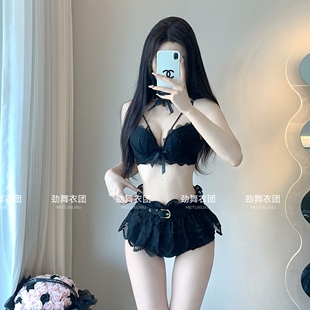 酒吧DS演出服新款女DJ领舞台chic性感辣妹黑色蕾丝爵士舞时尚套装