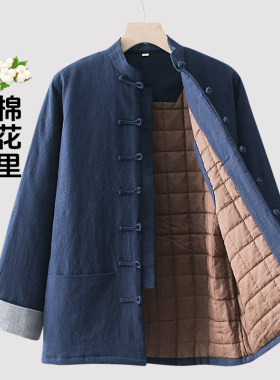 大码唐装棉袄男冬季中老年棉衣中国风加厚保暖中式复古盘扣棉服