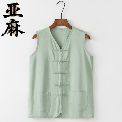 夏季天丝亚麻马甲汗衫