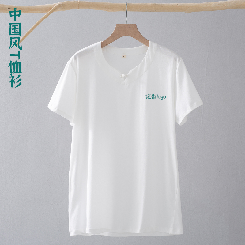 中国风盘扣纯棉T恤衫可定制