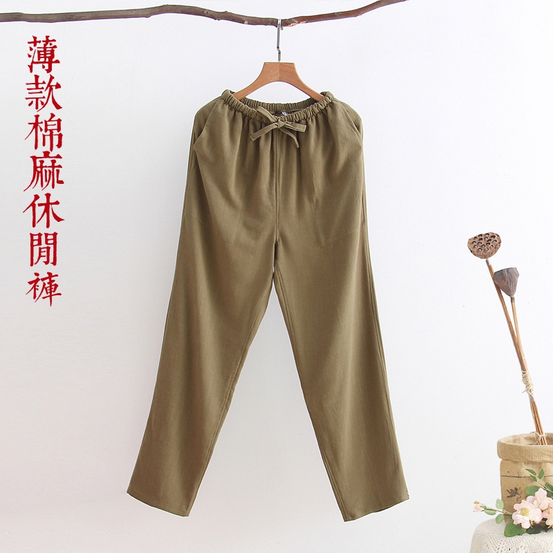 中国棉麻夏季男士直筒休闲裤裤子