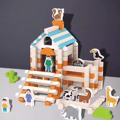 中大班建构区低结构投放材料幼儿园桌面拼搭积木小班益智区域玩具