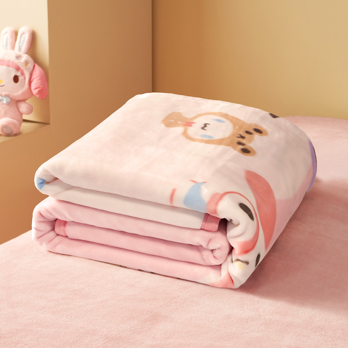 水星家纺毛毯三丽鸥印花拉舍尔毯子母婴A类抗静电午休毯空调盖毯,床上用品,休闲毯/毛毯/绒毯,淘宝优惠券,粉丝福利购,淘宝优惠卷