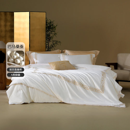 水星家纺120S长绒棉桑蚕丝被