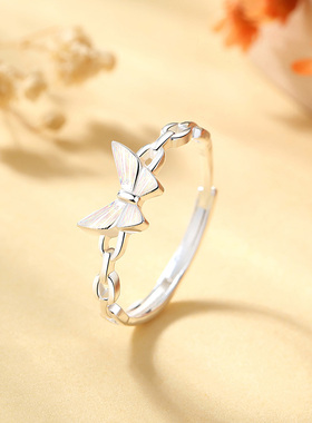 圣雅罗925银蝴蝶开口戒指女款