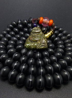 藏传天然一线药师珠黑白分明