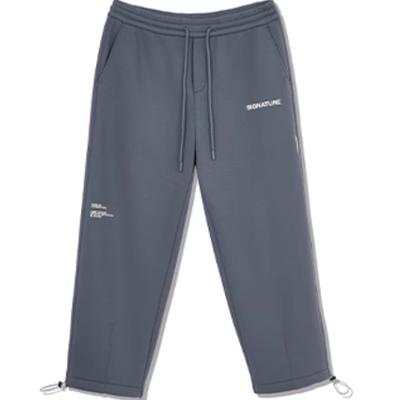 JJ国内代购灰蓝色松紧腰抽绳宽松束脚加绒休闲裤卫裤男 22311D024