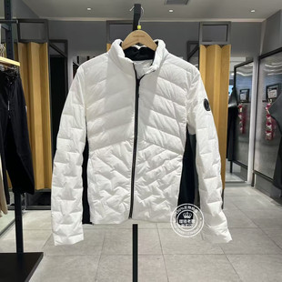 JJ国内代购白色立领拉链拼色拼接宽松休闲短款羽绒服男 223423021