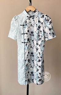 蓝色印花修身 32326Z022 旗袍式 连衣裙女 32326Z040 短袖 VM国内代购