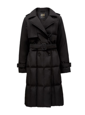 VM国内代购黑色翻领气质双排扣百搭中长款羽绒服女 324312018