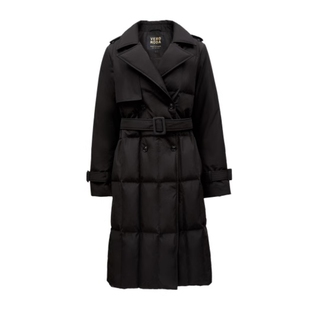 VM国内代购黑色翻领气质双排扣百搭中长款羽绒服女 324312018