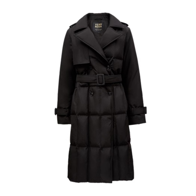 VM国内代购黑色翻领气质双排扣百搭中长款羽绒服女 324312018