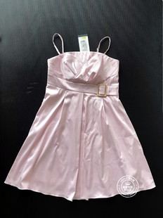 VM国内代购奶白色粉色珠光吊带A摆连衣裙礼服裙女裙 310207129