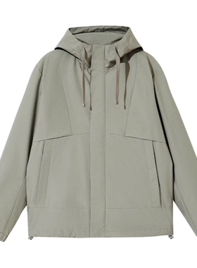 JJ国内代购绿色连帽棉布百搭宽松休闲短款棉服外套男 225109010
