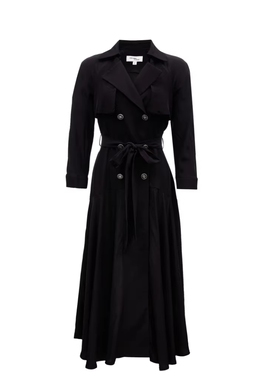 VM国内代购黑色百搭双排扣收腰长款风式式连衣裙女 32437C024