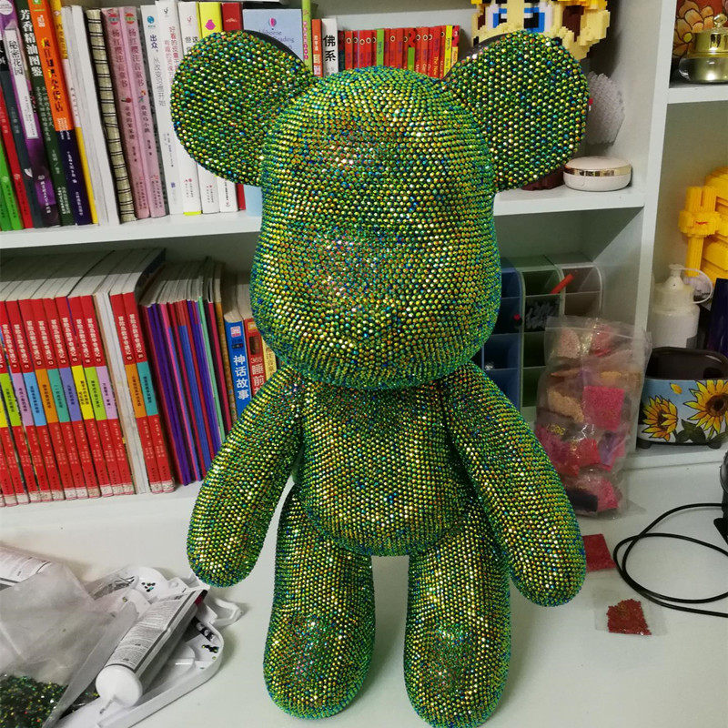 绿色黑底钻贴钻大号53厘米满钻熊 果冻钻 送女朋友闺蜜暴力熊粘钻