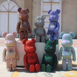 暴力熊积木熊梵高熊星空手办客厅摆件潮玩偶公仔流体熊贴钻DIY