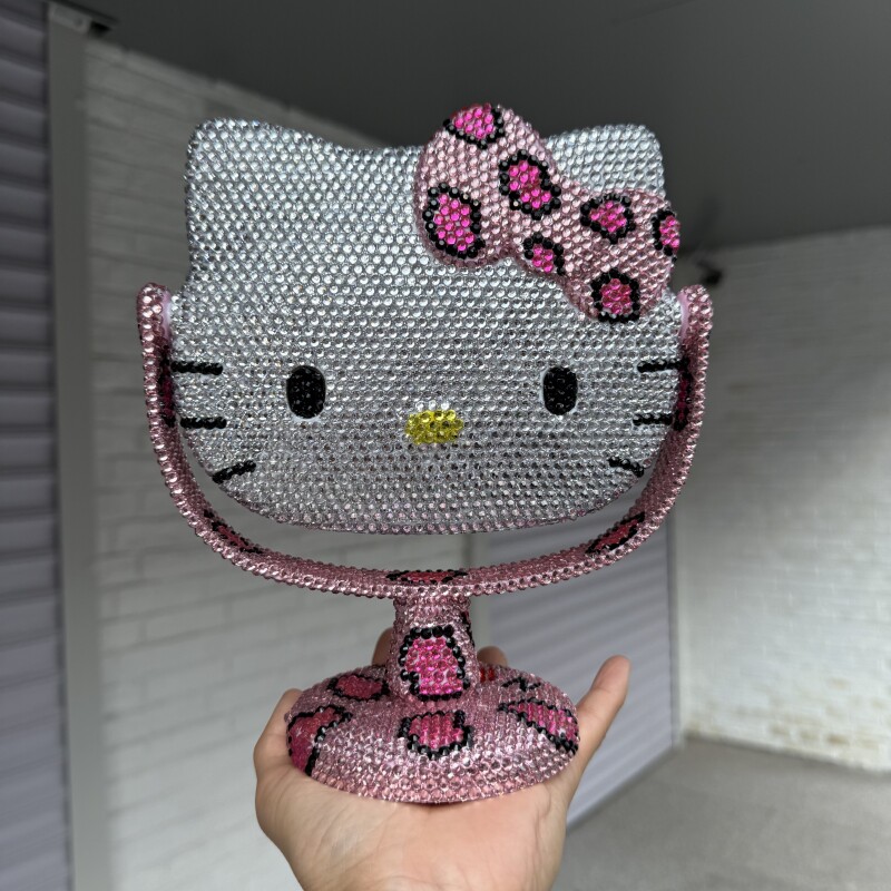 豹纹hellokitty猫DIY镜子贴钻