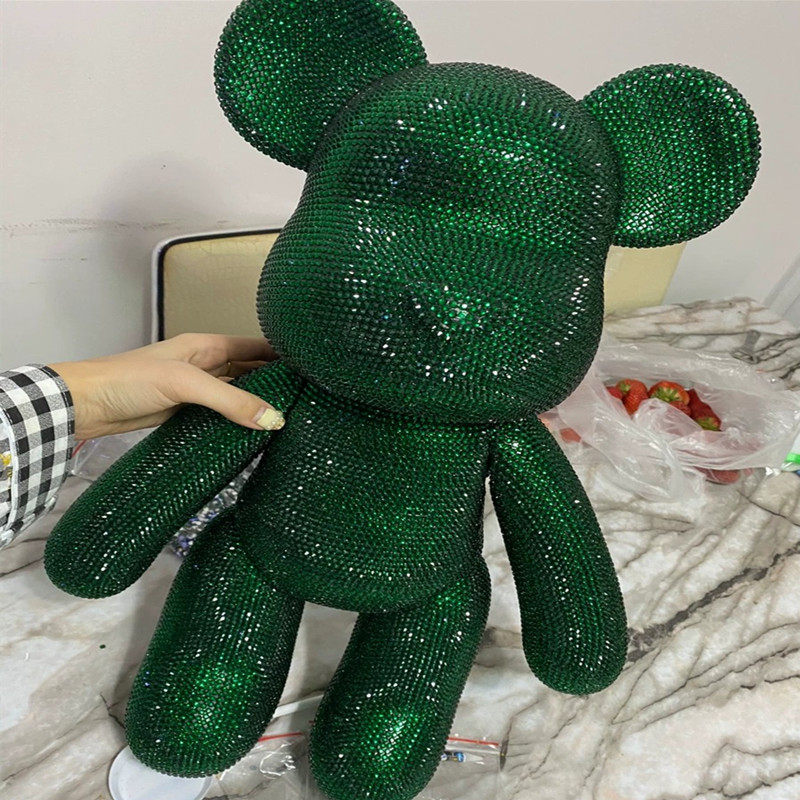 墨绿色大号熊礼品粘钻摆件满钻暴力熊流体熊diy手工贴钻熊树脂钻