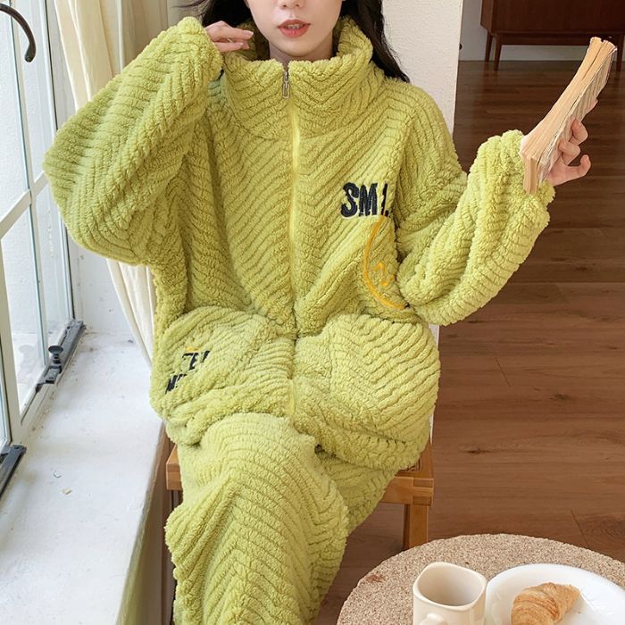 睡衣女秋冬季法兰绒加厚珊瑚绒甜美韩版保暧女士睡衣宽松家居服