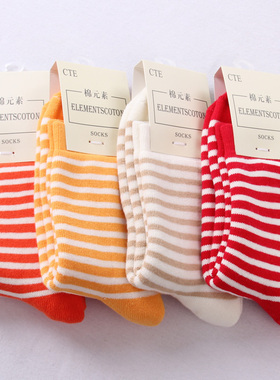 棉元素女士袜子棉质冬季短袜全毛圈加厚款提花女袜 M20099