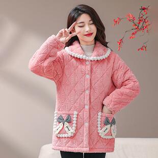 加绒加厚短款冬季工作服罩衣外套防寒保暖宽松大码居家可外穿棉服