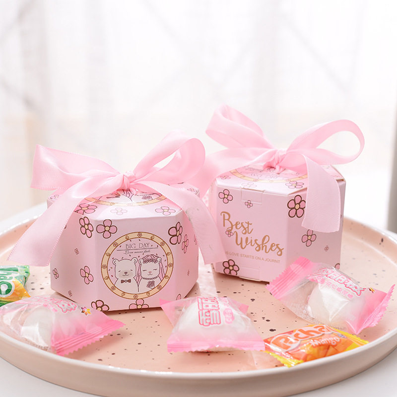 现货结婚喜糖盒子创意六角糖盒喜糖袋婚礼纸盒欧式包装盒婚庆跨境