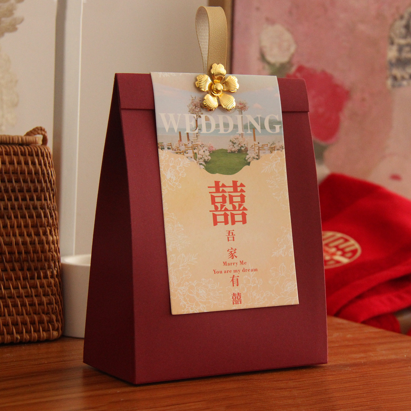热销婚庆用品喜糖盒子26新高级档同款伴手礼盒喜糖包装袋Ve手跨境
