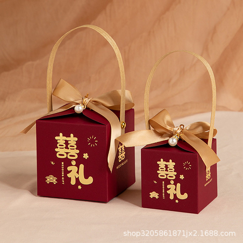 跨境2026新款结婚糖果包装盒婚礼伴手礼盒订婚高级感手提喜糖现货