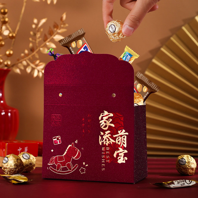 跨境新款烫金喜糖盒宝宝满月周岁伴手礼盒手提糖果盒子糖袋包现货