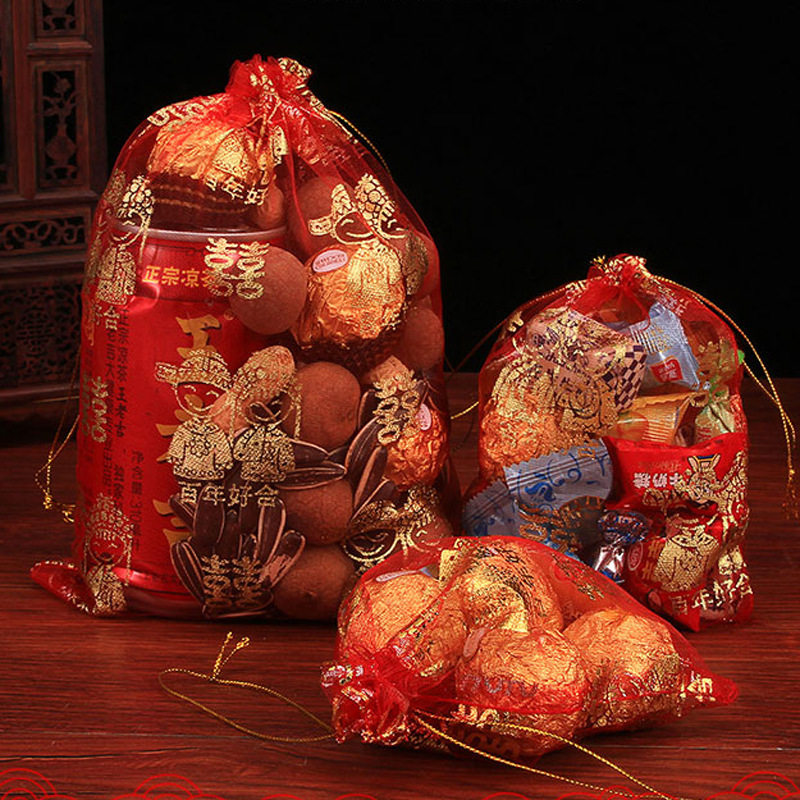 热销婚礼糖盒中式装喜糖的袋子纱袋结婚庆用品大全糖果包装礼跨境