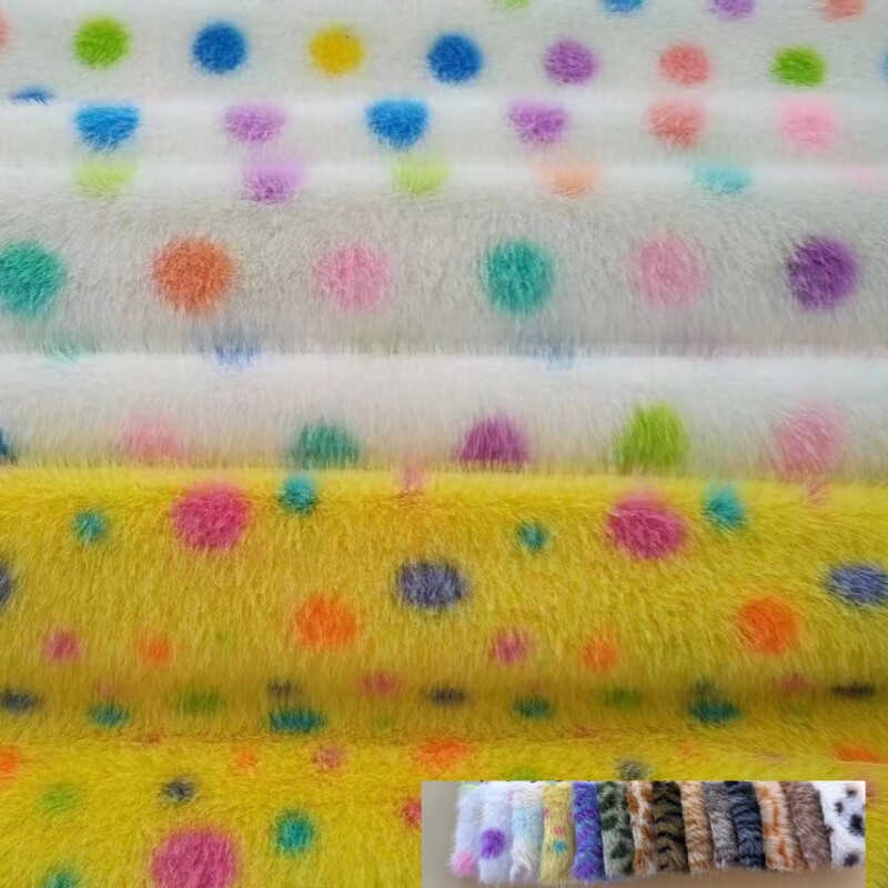 豹纹小金貂印花布料仿水貂毛高低毛仿皮草服装面料拍照帽子玩具毛图片