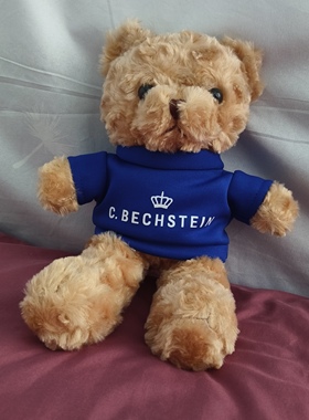 贝希斯坦钢琴宠小熊公仔C.BECHSTEIN蓝色T恤小熊钢琴摆件车载饰品