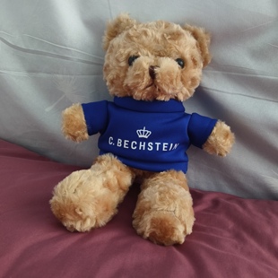 贝希斯坦钢琴宠小熊公仔C.BECHSTEIN蓝色T恤小熊钢琴摆件车载饰品