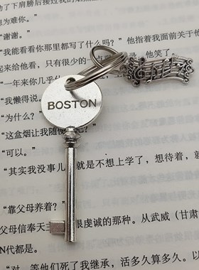BOSTON波士顿钢琴钥匙银色金属材质带音符挂件立式钢琴开锁钥匙