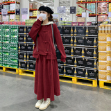 安哥拉红新中式套装裙2C028-8020-P175-K238【加绒P195-K268】，女装套装/套裙，2C028