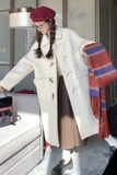 【】牛角扣长款圈圈呢毛呢大衣2C028-9613-P195-K288，女装毛呢外套，2C028